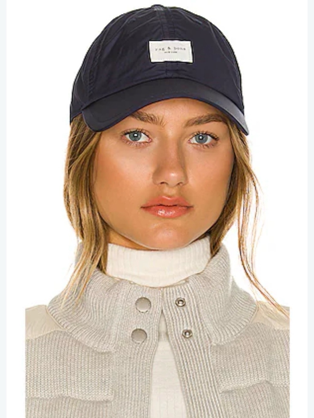NWT rag & bone Addison Recycled Polyester Baseball Cap Hat Adjustable Strap Navy